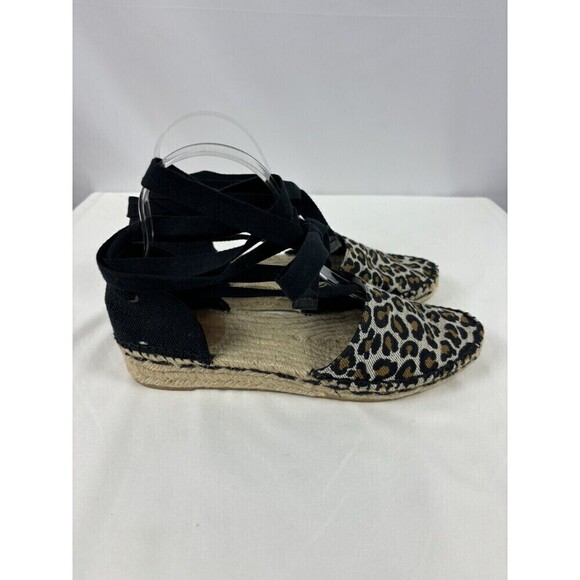 Castener Espadrilles Black Animal Leopard Print 39 Ankle Tie - Picture 6 of 6